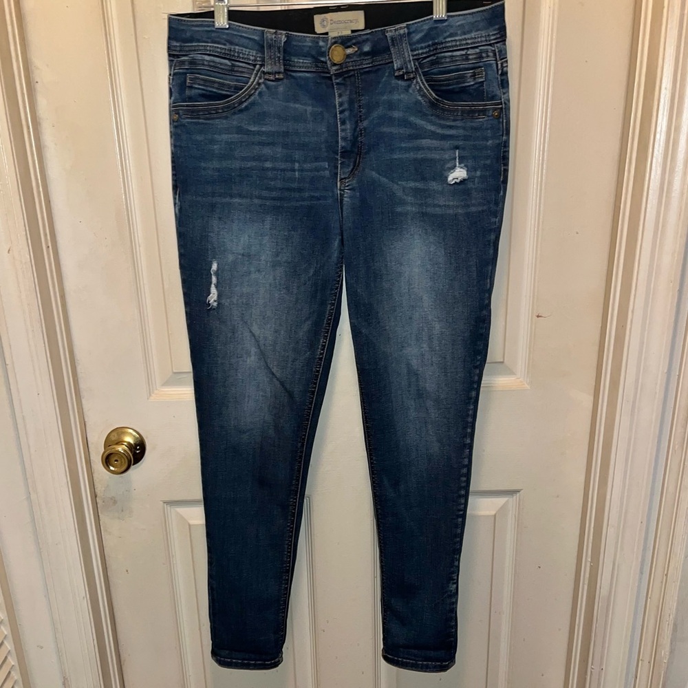DEMOCRACY Women’s Ab Technology Distressed Denim Jeans. Sz 12. Waist 34.